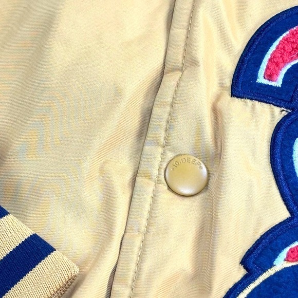 10 Deep Tenth Division Mens Yellow Patchwork Varsity Bomber Jacket Small NY - Picture 8 of 16